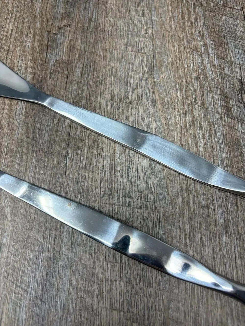 Arthur Salm style Mid Century Modern Stainless Steel Salad Serving Utensils Set